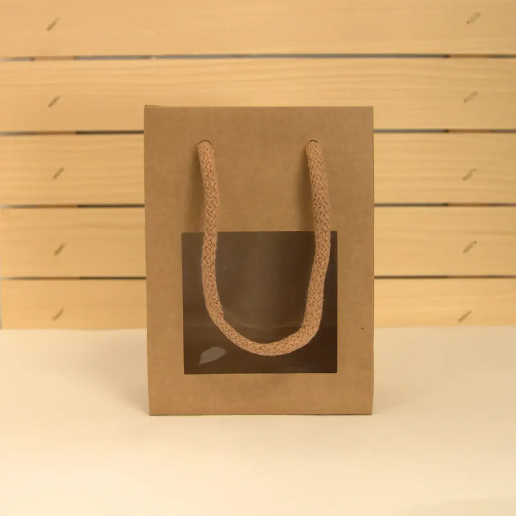 Tragtasche mit Fenster (Größe in cm 15 x 11 x 6,5)