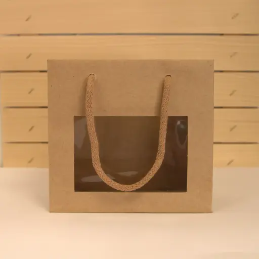 Tragtasche mit Fenster (Größe in cm 15 x 16 x 8)