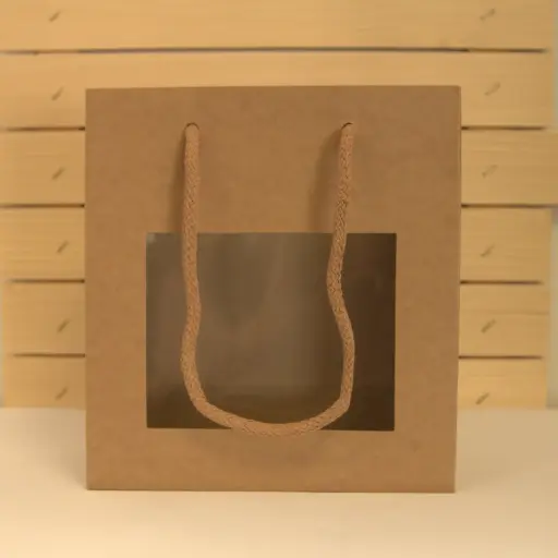 Tragtasche mit Fenster (Größe in cm 21 x 20 x 12)